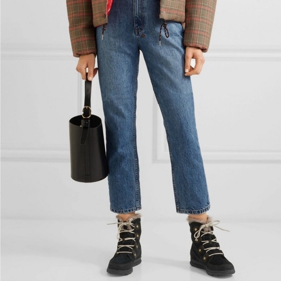 Sorel Explorer Joan Black/ Stone High Top leather boots sz 10 - Picture 4 of 16